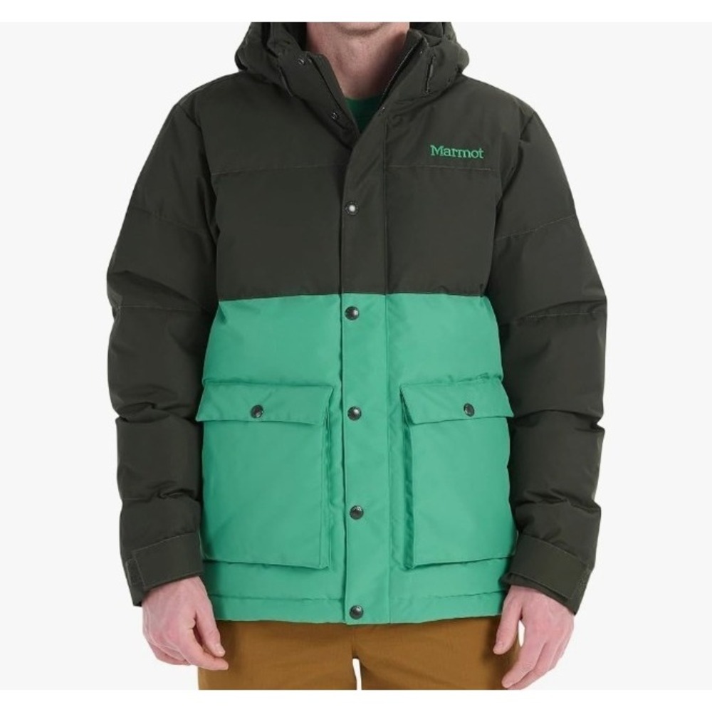 MARMOT Fordham 700 Fill Down Jacket Green Puffer Hooded Men's LARGE